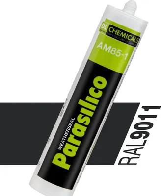 Produktbild von Sanitär Silikon Parasilico AM-85 – neutralvernetzender Silikon-Dichtstoff, schimmelhemmend & dauerelastisch, für Bad & Küche, innen & außen, UV- und witterungsbeständig (1x Kartusche, Schwarz (Graphitschwarz) RAL 9011)