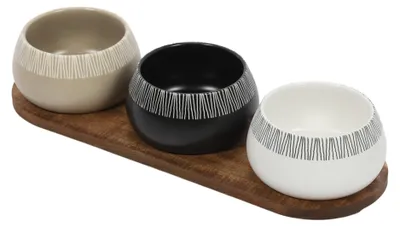 Produktbild von Snackschalen RORI, 3 Stück + Tablett
