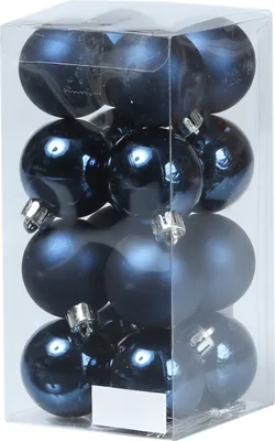 Christbaumkugel - Weihnachtskugel - bruchfest - D: 4cm - glänzend und matt - dunkelblau - 16er Set