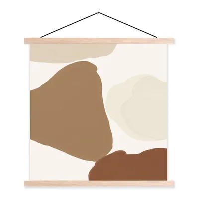 Produktbild von MuchoWow® Textilposter Design - Braun - Abstrakt - Organisch 120x120 cm mit holzfarbenen Rahmen - Textil-Poster