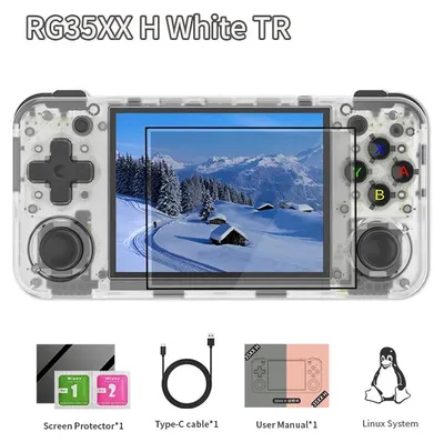Immagine prodotto di RG35XX H: Console portatile retro – Display IPS da 8,9 cm – Sistema operativo Linux 64-bit – Batteria da 3300 mAh – 64 GB di memoria con oltre 5000 giochi – Wi-Fi – Colore: bianco