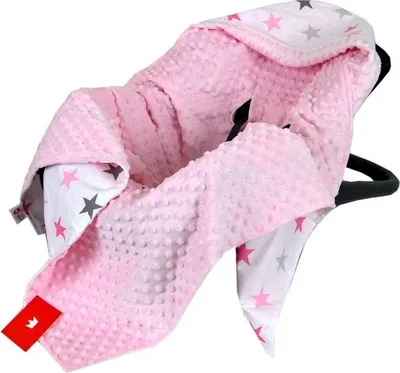 Produktbild von BabyLux EINSCHLAGDECKE 90x90 cm Babyschale Minky Decke 10. Rosa + Sterne