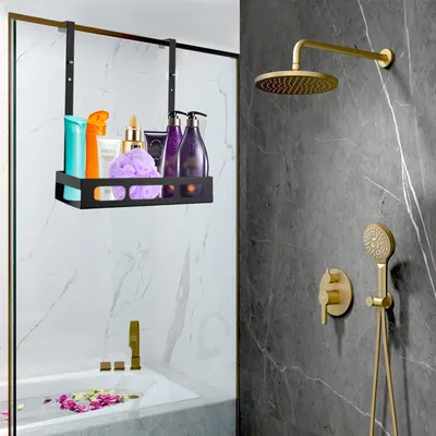 Image de Etagère de douche suspendue Panier de douche Etagère suspendue en acier au carbone pour salle de bains Cabines de douche 35*13*5.4cm