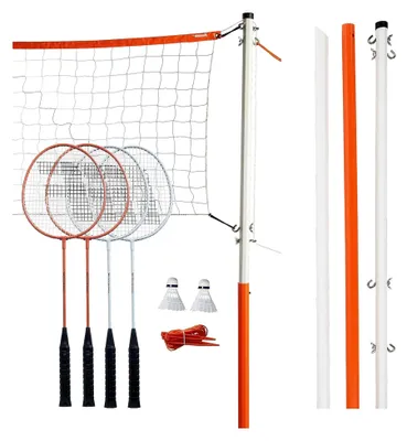 Produktbild von Badminton-Netzsets - Outdoor Garten + Strand Badminton-Netz + Ausrüstungsset - (4) Schläger + (2) Federbälle + Tragbares Netz enthalten - Set für Erwachsene und Kinder