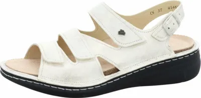 Produktbild von Finn Comfort Sandale Praia 2643-818222, Glattleder, Weiß-Metallic, Klettverschluss, Supersoft-Fußbett zum Wechseln 39