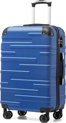 Image de COOLIFE Valise rigide Valise de voyage Navy Bleu Matériau ABS Serrure TSA 4 roulettes
