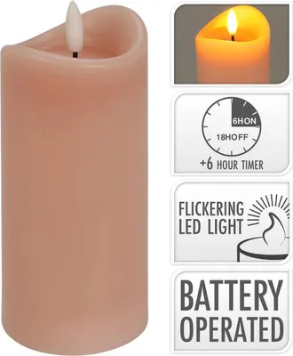 Obrázok produktu pre LED sviečka 7x15cm, blikajúci plameň, časovač, RŮŽOVÁ
