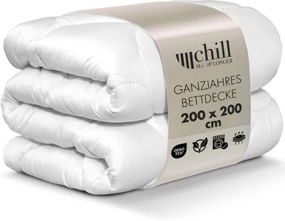 Obrázok produktu pre chill SLEEPLONGER prešívaná prikrývka 200 x 200 cm – príjemná na dotyk, priedušná, hotelová kvalita