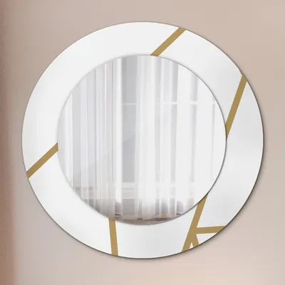 Produktbild von Ø60cm Spiegel - Glasrahmen mit Aufdruck - Wandspiegel Schlafzimmer - linear Komposition