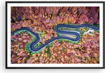 Produktbild von Gerahmtes Poster - Schwarzer Rahmen - Kurvenreich Weg Wald - 91,5x61 cm - Wand Bild - Wanddeko - Wandbilder - Kunstposter - Wandposter - Bilderrahmen - Bilder - Kunstdruck - Wandbild - P2BAA91x61-4291