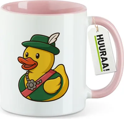 Produktbild von Huuraa Kaffeetasse Quietscheente Schützenkönigin Gummiente Schützenfest 330ml Rosa Keramik Kaffeebecher Geschenkidee