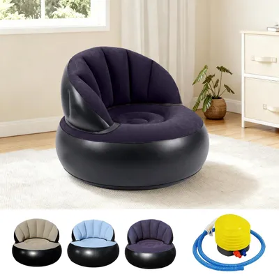 Opblaasbare bank met pomp, 77x77x58 cm, donkerblauw, indoor/outdoor