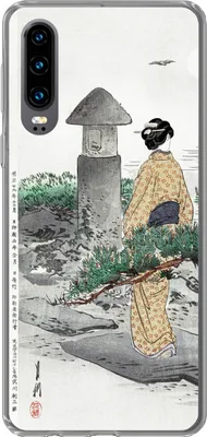 Produktbild von MuchoWow® Handyhülle Schutzhülle Hülle für Telefoonhoesje Huawei P30 Vintage - Frauen - Japan - Kimono - Skandinavisch Silikon Softcase Handy Hülle - Kartenbesitzer