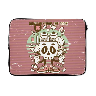 Produktbild von MuchoWow® Laptop Hülle 14 ZollTotenkopf - Küchenutensilien - Retro Laptoptasche - Laptoptasche - Stoßsicher - Schutzhaube