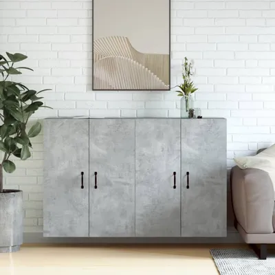 Produktbild von The Living Store Wandschränke 2 Stk. Betongrau Holzwerkstoff