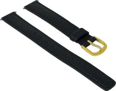 Produktbild von Casio Uhrenarmband 13mm | Leder schwarz für Damenuhr LA670WEGL