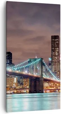 Produktbild von Bild auf Leinwand - Leinwandbild - Stadt Brücke Wolkenkratzer - 55x100cm - Wand Bild - Wanddeko - Leinwanddruck - Bilder - Kunstdruck - Wanddekoration - Leinwand bilder - Wandkunst - PA55x100-0218