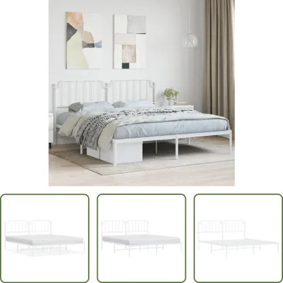 Produktbild von The Living Store Bettgestell mit Kopfteil Metall Weiß 183x213 cm