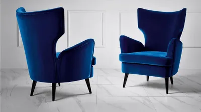 Zdjęcie produktu dla Fotel fotel fotel fotel skrzydłowy 1 miejsce siedzące tkanina salon nowoczesny niebieski