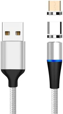 Obrázek produktu pro PremiumCord Magnetický micro USB a USB-C nabíjecí a datový kabel, 1m, stříbrná