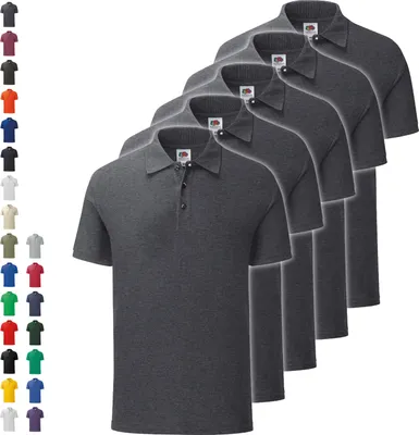 Produktbild von 5er Pack Fruit of the Loom Iconic Polo, Farbe:schwarz, Größe:L