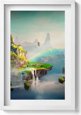 Produktbild von Fantasieszenen im chinesischen Stil– Wandbild mit Rahmen – Gerahmtes Bild  – Wanddekoration – 40x60 cm – Weiß