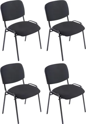 Image de Lot de 4 chaises empilables CLP XL Ken en tissu avec structure métallique, couleur noire