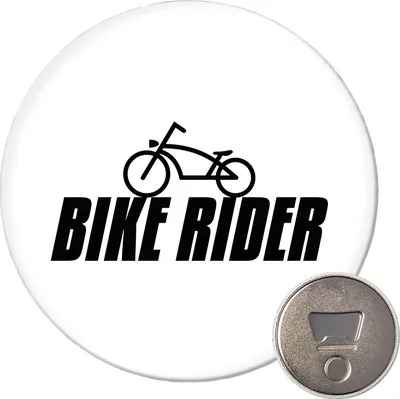 Produktbild von Huuraa Magnet Bike Rider Fahrrad 59mm Kühlschrankmagnet rund Flaschenöffner Geschenkidee