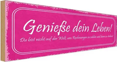 Produktbild von vianmo Holzschild 10x27 cm Genieße dein Leben du bist nicht Spruch Zitat