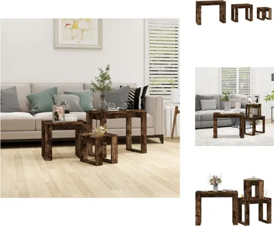 Produktbild von vidaXL Satztische 3 Stk. Räuchereiche Holzwerkstoff -  Beistelltische