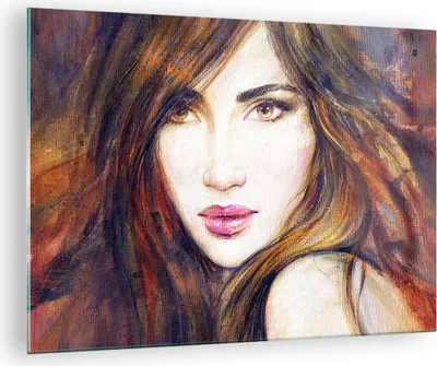 Produktbild von Bilder auf glas - Frau Gesicht Lippen - 70x50cm - Glasbilder - Wandbilder - Kunstdruck - zum Aufhängen bereit - Wanddekoration aus Glas - Glas Bilder - Wandbild auf Glas - Einteilig - GAA70x50-3986