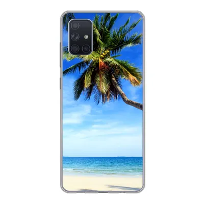 Produktbild von MuchoWow® Handyhülle Schutzhülle Hülle für Samsung Galaxy A71 Palmen - Strand - Meer Silikon Softcase Handy Hülle - Kartenbesitzer