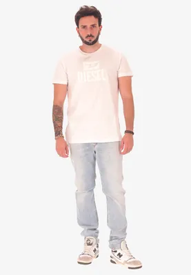 Produktbild von Diesel Herren T-Shirt, Weiß, 100% Baumwolle, Logo-Aufdruck auf der Brust