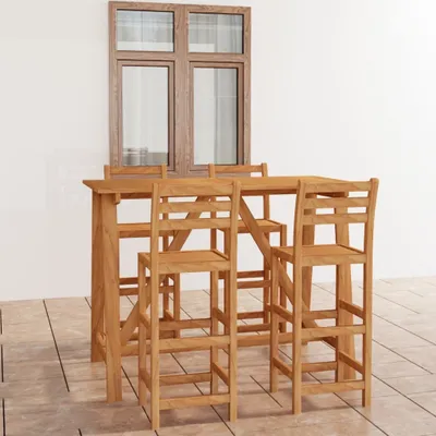 Produktbild von Möbel 5-tlg. Gartenbar-Set Massivholz Akazie - Gartenmöbelgarnituren 3057850