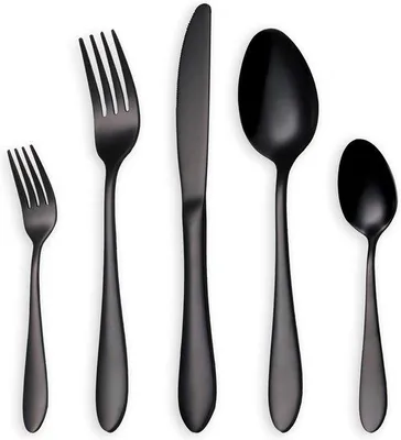 Produktbild von Famanu Besteckset 6 Messer, 6 Gabeln, 6 Löffel - Schwarz