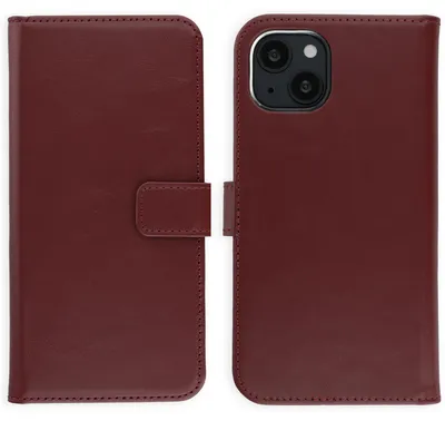 Productafbeelding van Selencia Echt Leren Bookcase voor de Apple iPhone 15 - Burgundy
