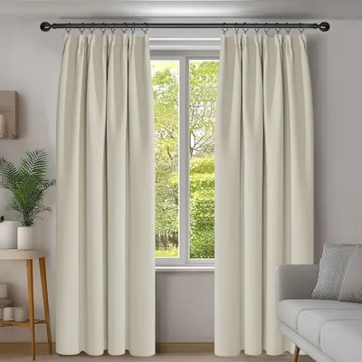 Produktbild von Verdunkelungsvorhänge Thermovorhänge Kräuselband Blickdicht 290x140cm Hellbeige 2er Set