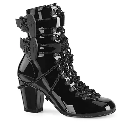 Produktbild von VIVIKA-128 Uni Booties von DemoniaCult, Schwarz Lack , EU 39, US 9