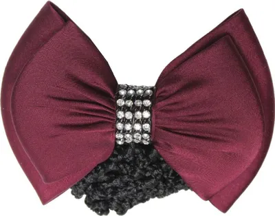 Produktbild von Haarclip mit Haarnetz mit Strass Steinen Schleife Bordeaux