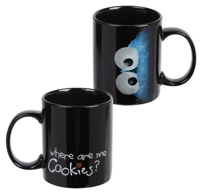 Produktbild von Sesamstraße Tasse - Krümelmonster Kaffeetasse Becher Kaffeebecher aus Keramik Schwarz 320 ml