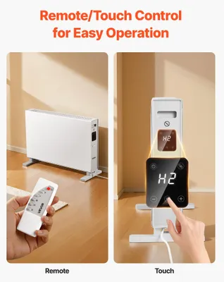 Productafbeelding van VEVOR Convectorverwarming, 2000W elektrische convectorkachel met afstandsbediening en touchscreen, 3 modi, 24-uurs timer, met kantelsensor en oververwarmingsbeveiliging, geschikt voor thuis en kantoor