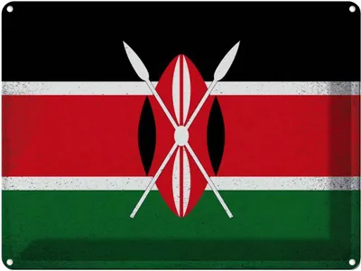 Produktbild von vianmo Blechschild 30x40 cm Kenia Kenya Flagge Fahne Wappen