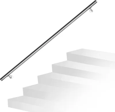 Immagine prodotto di Aopunly corrimano in acciaio inox 50 - 200 cm ringhiera per scale per interni ed esterni ringhiera a muro per scale in tubo di acciaio inox V2A, con materiale di montaggio, lunghezza: 160 cm