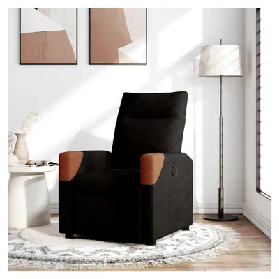 Produktbild von Relaxsessel Schwarz Stoff mit manueller Liegefunktion und verstellbarer Rückenlehne bis 135 Grad