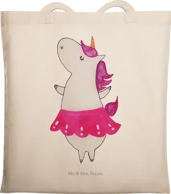 Produktbild von Mr. & Mrs. Panda Tote Bag Einhorn Ballerina - Transparent - Geschenk, totebag, Einhörner, Shopping Tasche, Geburtstag, Unicorn, Wohnung, Jutebeutel, Party, Lebensfreude