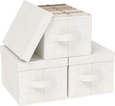 Produktbild von Famanu Aufbewahrungsbox Set 3 faltbare Stoffboxen mit Deckel - groß, für Haus und Büro