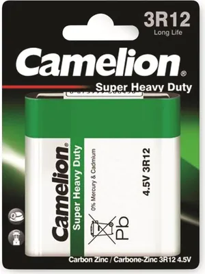Obrázok produktu pre Camelion 3R12-BP1G, Batéria na jedno použitie, 4.5V, Zinkovo​​-uhlíkový, 4,5 V, 1 kusov, 84 x 23 x 114 mm