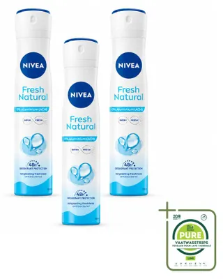 Obrázek produktu pro 3 x NIVEA Fresh Natural, antiperspirační sprej - 0 % hliníku - 200 ml - velkopack - 3 kusy