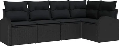 Obrázok produktu pre Sada pohoviek s vankúšom Čierna Polyester