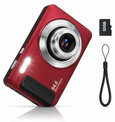 Imagen del producto de Cámara digital mini ZELURXX de 64MP, para capturar momentos en cualquier momento, con zoom de 16x, pantalla de 2,4 pulgadas, 9 modos de disparo, 32 GB, color rojo